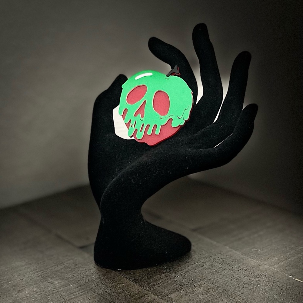 Poison Apple Red Green Halloween Snow White Acrylic Brooch Pin